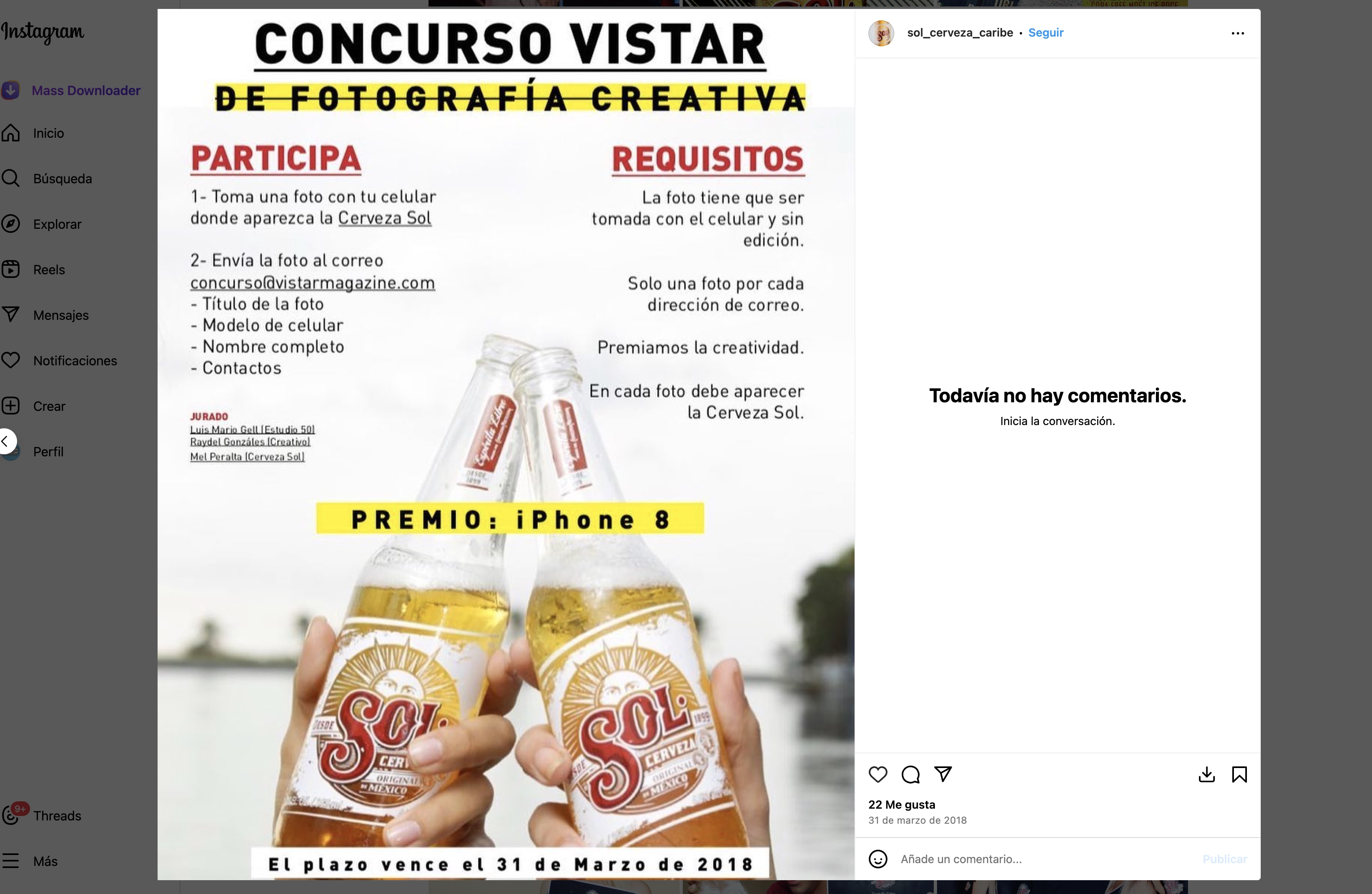 Concurso de fotografía de la revista Vistar patrocinado por la cerveza Sol