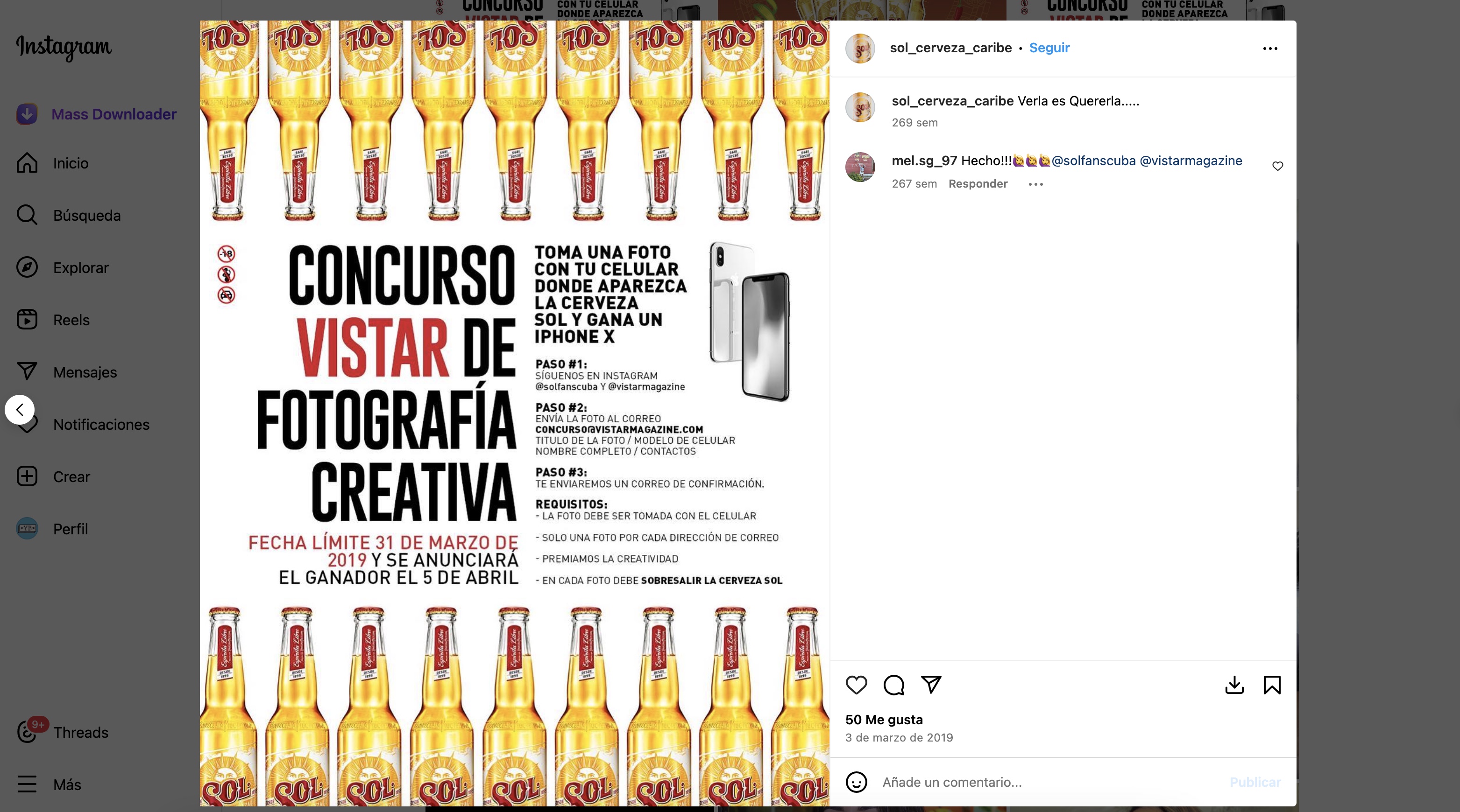 Concurso de fotografía de la revista Vistar patrocinado por la cerveza Sol
